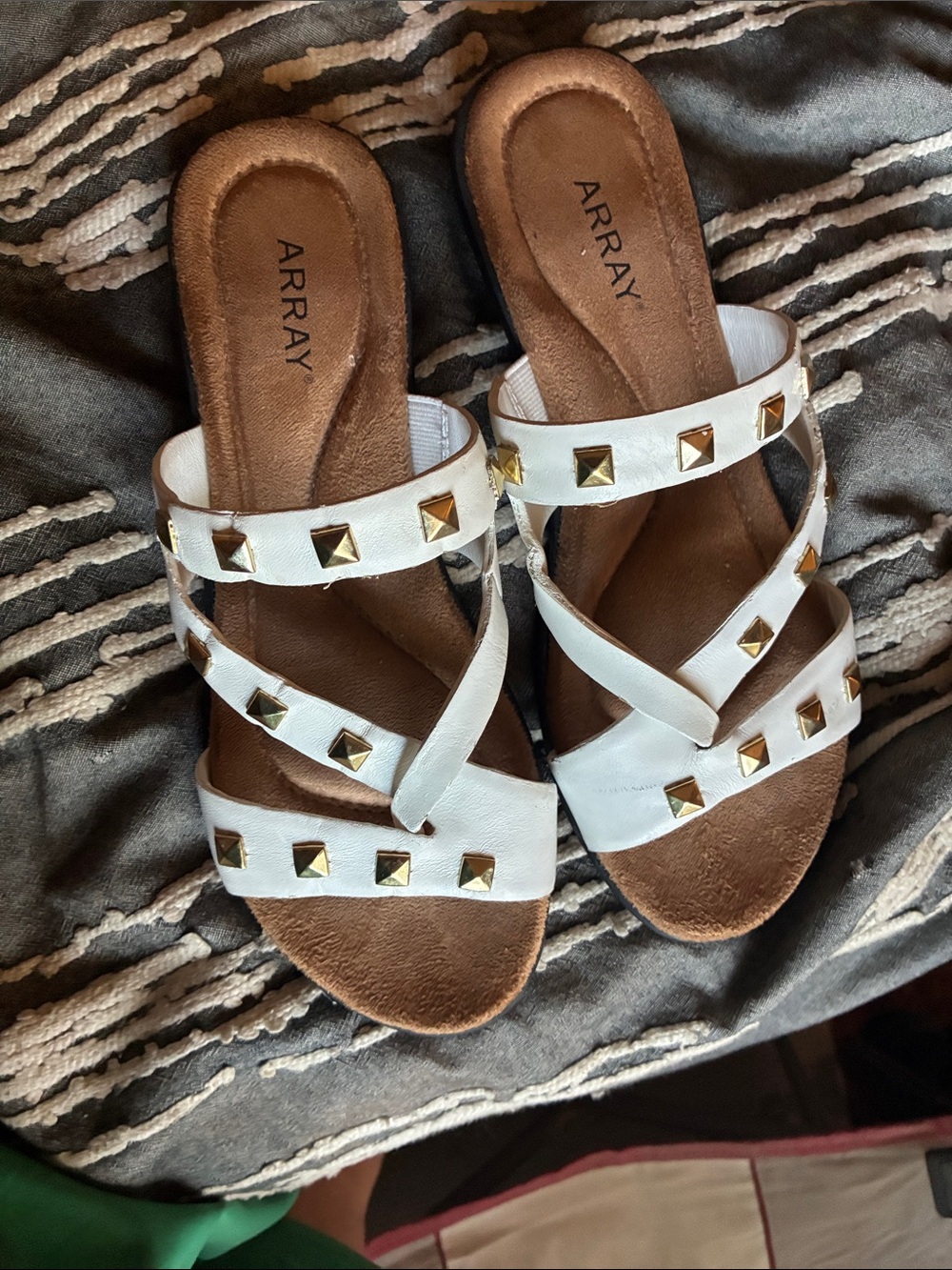 Array White Studded Strappy Slide Sandals